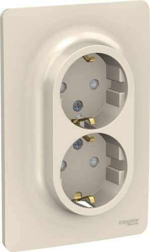 Розетка с заземлением Schneider Electric Unica New 1-м. 2 мод. шторки бежевый фото Розетка с заземлением Schneider Electric Unica New 1-м. 2 мод. шторки бежевый картинка